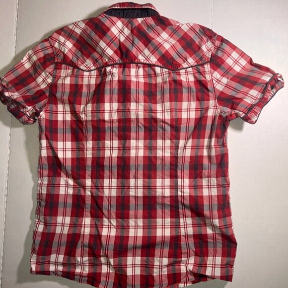 Buffalo David Bitton Men Large Red Plaid Button Down Pocket (K) - Picture 7 of 7